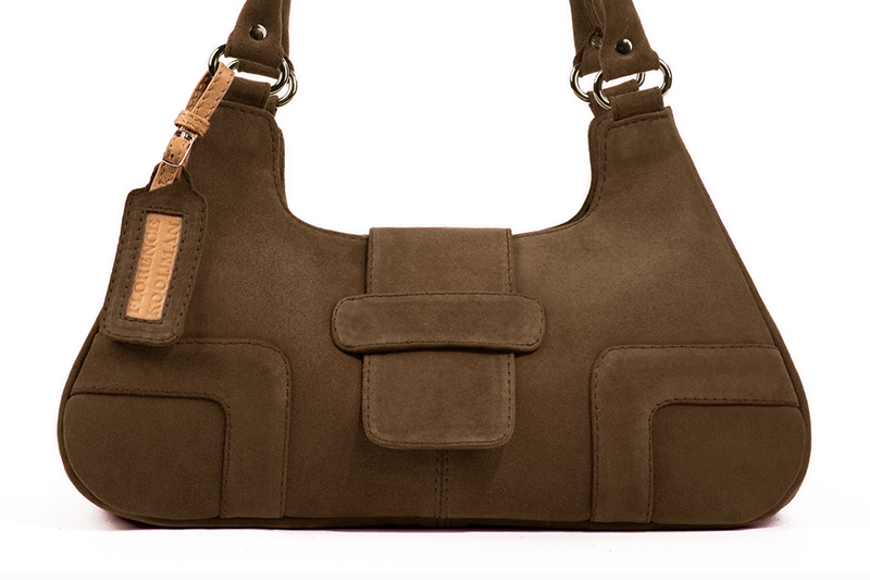 Dress handbag in chocolate brown leather - Profile view